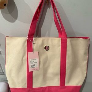 NWT Lilly Pulitzer boat tote in hot pink and tan